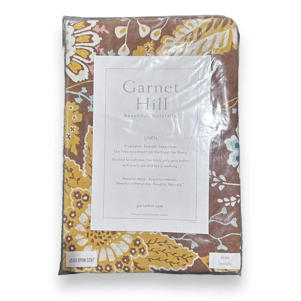 Garnet Hill Pillow Sham Victoria Relaxed Linen Bronze Multi Continental 26
